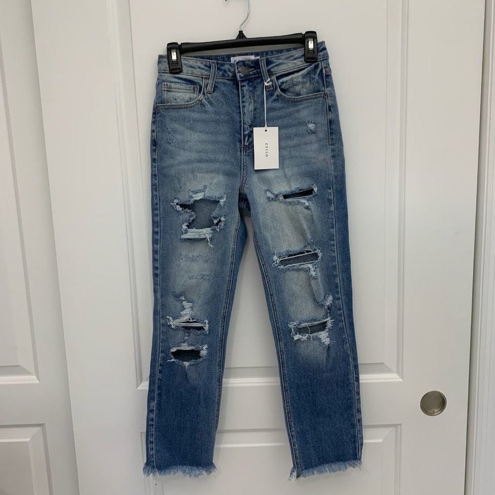 Cello Ripped High Rise Jeans